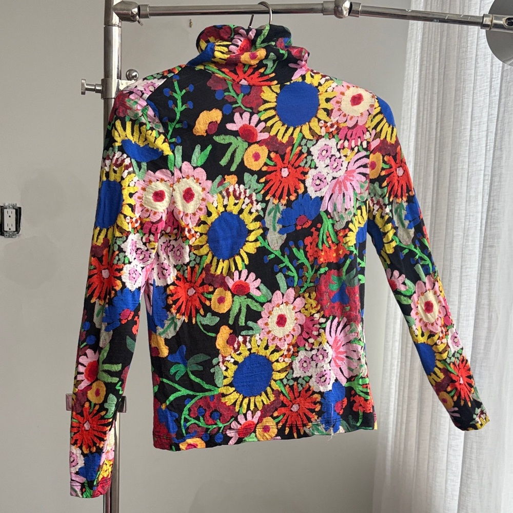 Wool Floral Turtleneck